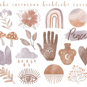 Boho Instagram Highlight Covers 17 Brown Icons Beige Icon Neutral Instagram Story Icons Boho Story Covers Watercolor Covers Modern Instagram