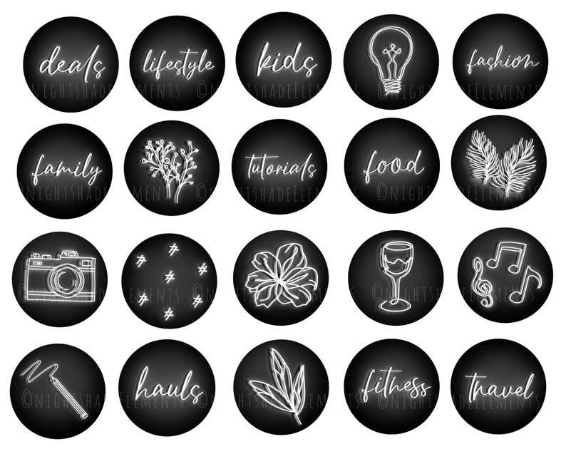 40 White Neon Instagram Highlight Cover Icons Boho Highlight Etsy
