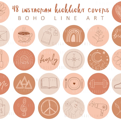 40 Line Art Instagram Highlight Cover Icons Boho Highlight - Etsy