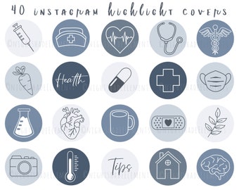 40 Nurse Instagram Highlight Cover Icons Boho Highlight Covers Blue Covers Medical Instagram Doctor Insta Health Care Story Highlight Covers