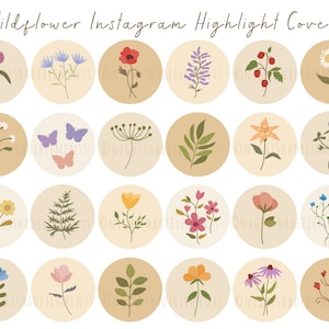24 Boho Instagram Highlight Cover Icons Wildflower Highlight Covers Brown Neutral Instagram Stories Nature Botanical Story Highlight Covers