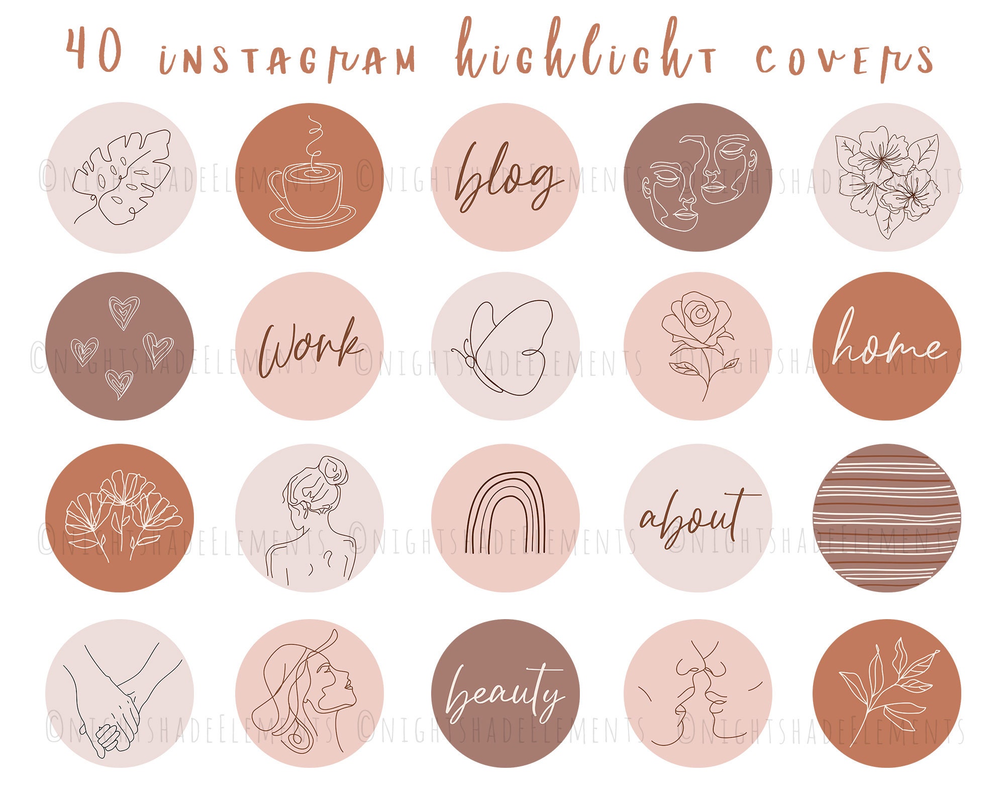 40 Line Art Instagram Highlight Cover Icons Boho Highlight - Etsy