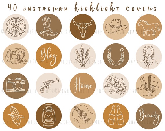 Cowgirl Instagram Highlight Cover Icons 40 Line Art Western - Etsy