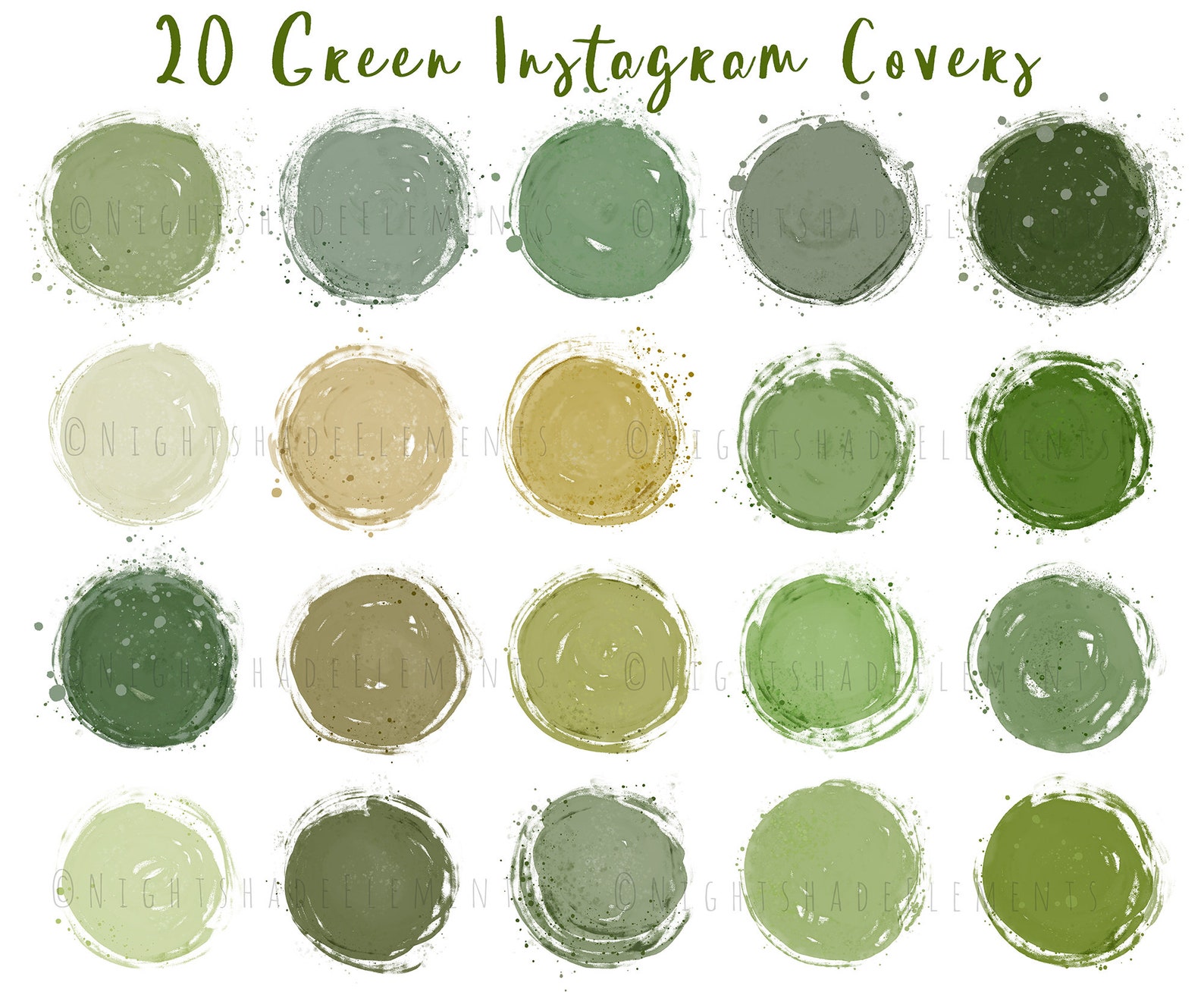 Green Instagram Highlight Covers 20 Green Paint Stroke Icons Etsy
