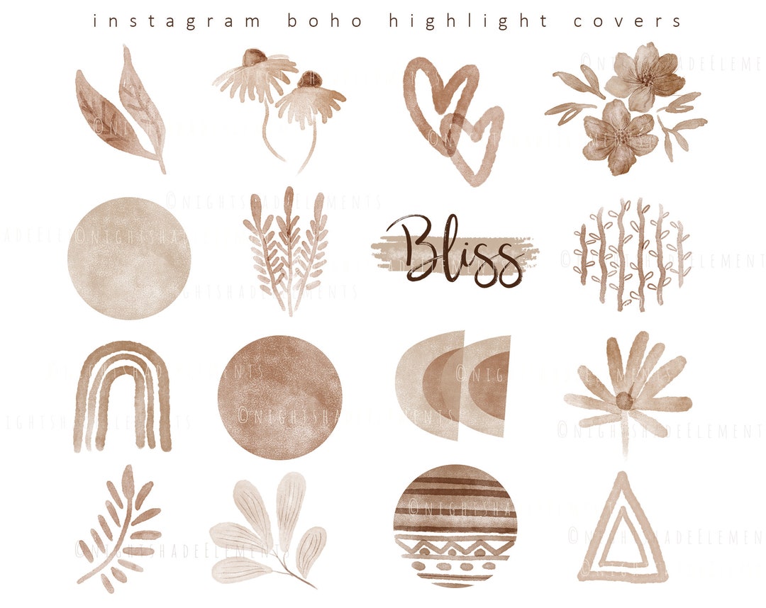 Boho Instagram Highlight Covers 17 Brown Icons Beige Icon Neutral ...
