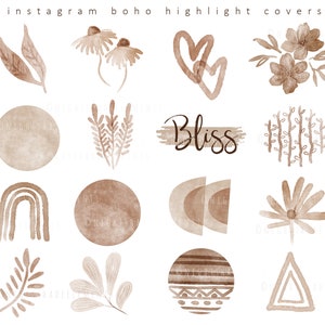 Boho Instagram Highlight Covers 17 Brown Icons Beige Icon Neutral Instagram Story Icons Boho Story Covers Watercolor Covers Modern Instagram
