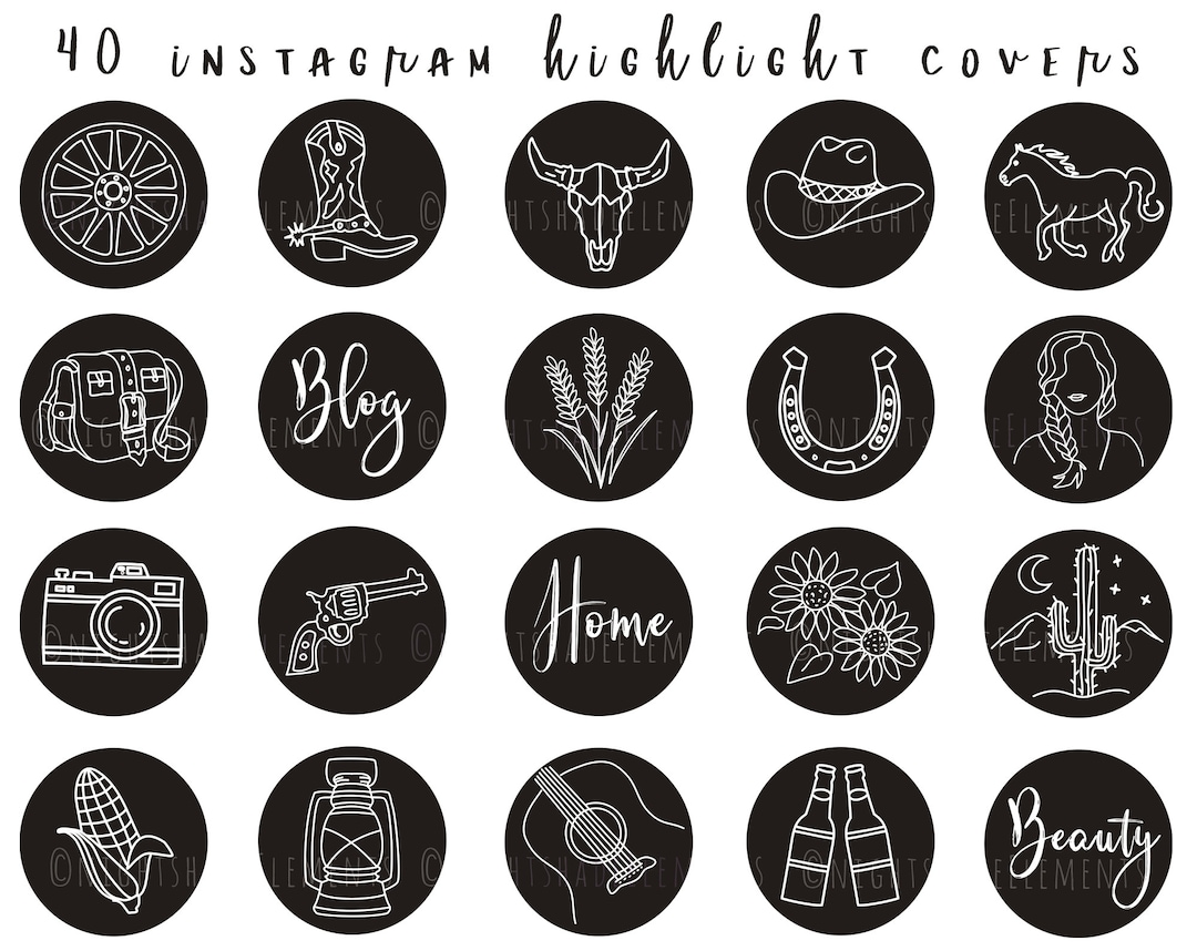 Cowgirl Instagram Highlight Cover Icons 40 Line Art Highlight Covers ...