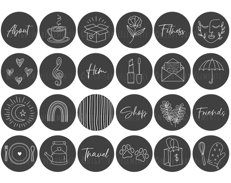 72 Boho Instagram Highlight Cover Icons Line Art Highlight | Etsy