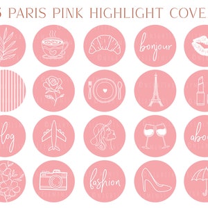 45 Boho Instagram Highlight Cover Icons Line Art Highlight Covers Paris Pink lcons Pink Instagram Stories Boho Story Highlight Covers Insta
