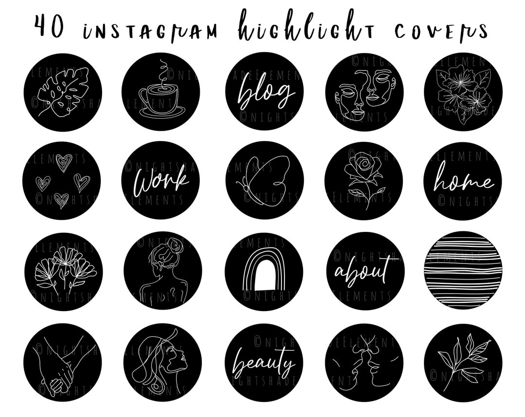 Buy 40 Line Art Instagram Highlight Cover Icons Boho Highlight ...