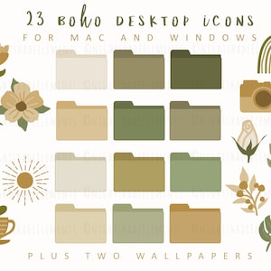 Boho Desktop Icons Desktop Folder Icons Mac Folder Icons Windows Folder Icons Green Desktop Icons Nature Aesthetic Plants Icons Floral Icons