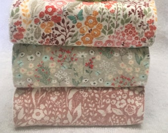 Baby Burp Cloths - Set of 3/Dribble/Feeding/Baby Shower Gift Set/ Baby Gift/Baby Girl/Wildflowers