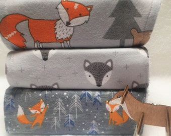 Baby Burp Cloths - Set of 3/Dribble/Feeding/Baby Shower Gift Set/unisex Baby Gift/Foxes