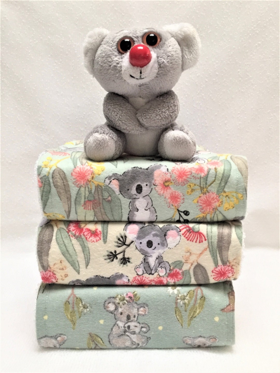 3xbaby Burp Cloths Set of 3/dribble/feeding/baby Shower Gift Set/unisex Baby Gift/koalas/baby