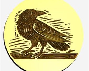 Raven 3 Linocut Design Wax Seal Stamp | Sealing Wax Stamp | Wax Stamp | Sealing Stamp | Handmade in Seattle