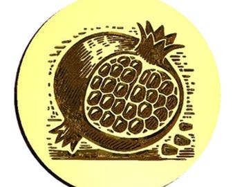 Linoleum Cut Pomegranate Wax Seal Stamp | Sealing Wax Stamp | Wax Stamp | Sealing Stamp | Handmade in Seattle, USA