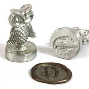 Owl Initial Wax Seal Stamp | Handcrafted Pewter with Nickel Plated