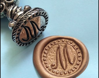 Italian Script Initial Wax Seal Stamp | Handcrafted Silver Plated