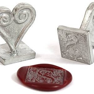 Ornate 3/4&quot; Square Initial Wax Seal Stamp | Handcrafted Pewter with Nickel Plated