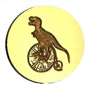 T-REX on Penny Farthing, Velocipede, Bicycle Wax Seal Stamp | Sealing Wax Stamp | Wax Stamp | Sealing Stamp | Handmade in Seattle,USA