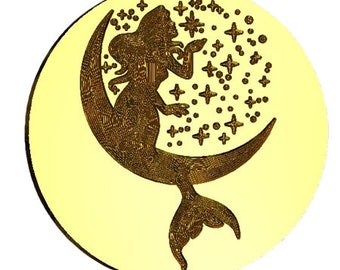 Mermaid on Moon Wax Seal Stamp: Handmade Sealing Stamp