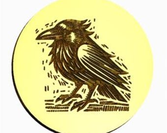 Raven 1 Linocut Design Wax Seal Stamp | Sealing Wax Stamp | Wax Stamp | Sealing Stamp | Handmade in Seattle