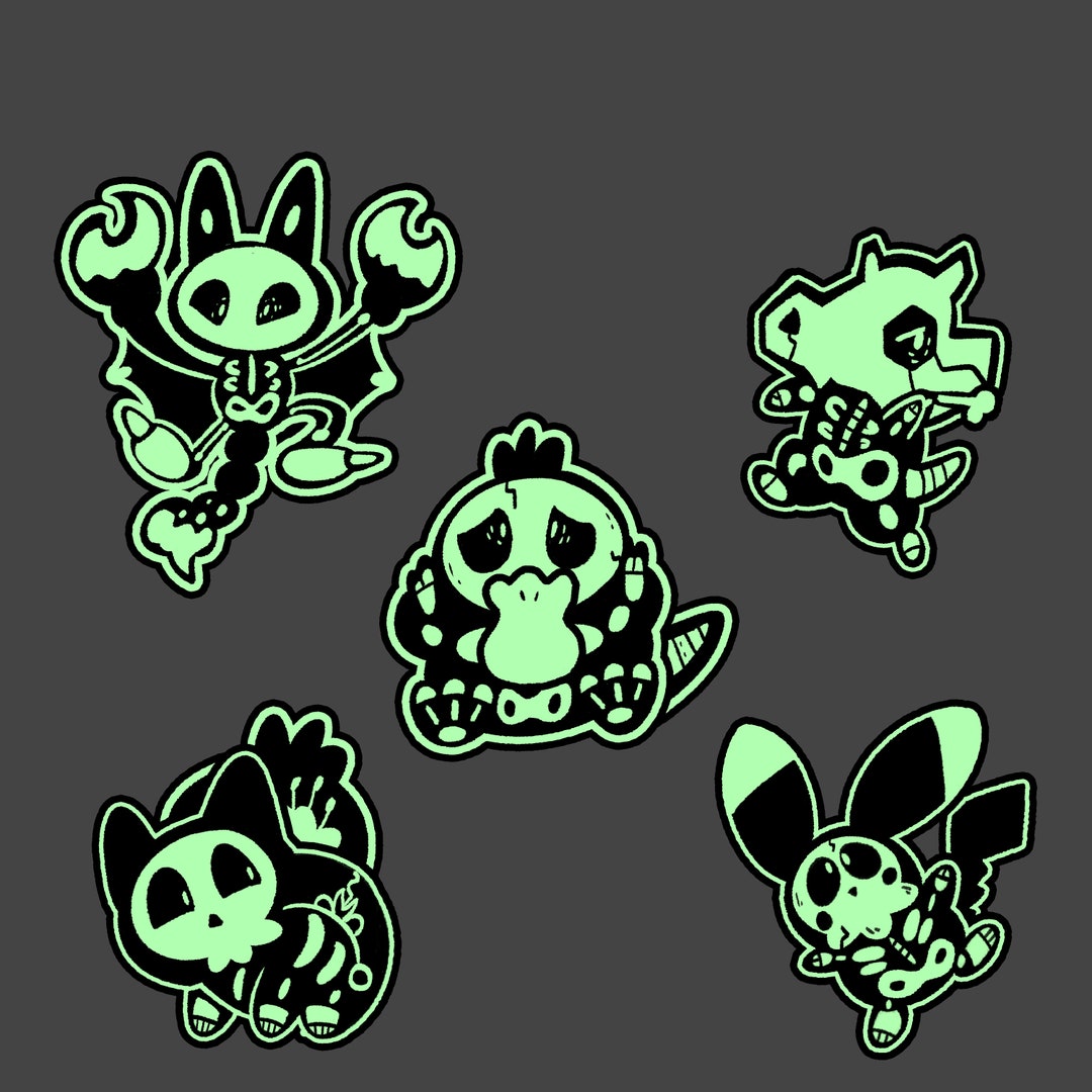 Glow in the Dark Sticker Pack 5 Pack Pokemon Stickers Etsy