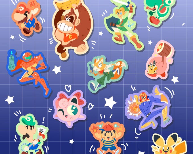 Smash Computer Sticker Smash Bros 64 Stickers- Nintendo Stickers, Cute, Great Gift, Gifts ...