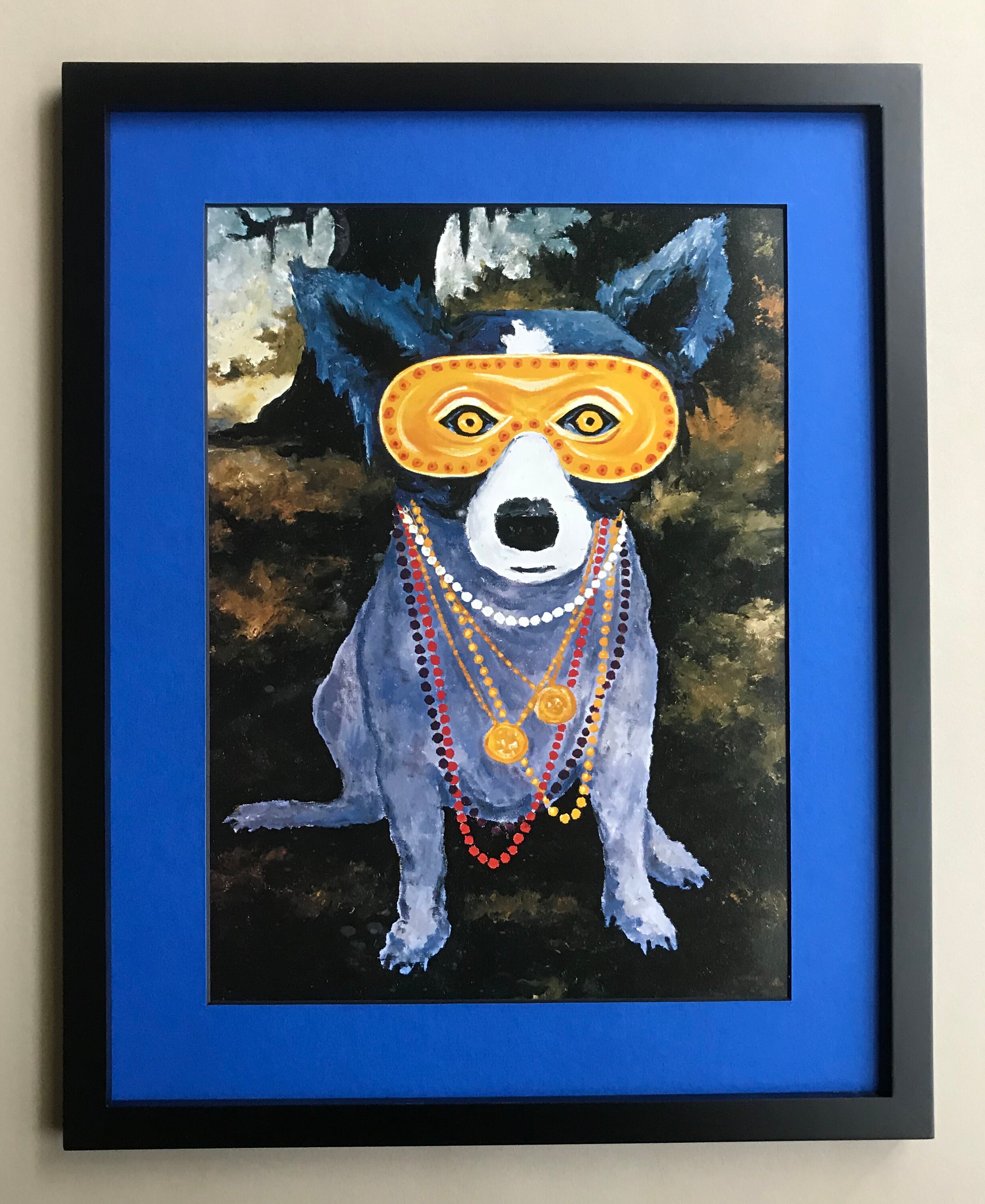 blue dog mardi gras print