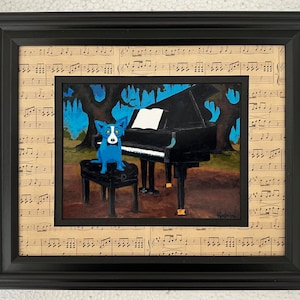 George Rodrigue&#39;s Blue Dog &quot; Take Five “ Postcard size Professionally framed & matted