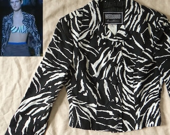 Versus 1996 Runway Gianni Versace Zebra Print Cropped Jacket