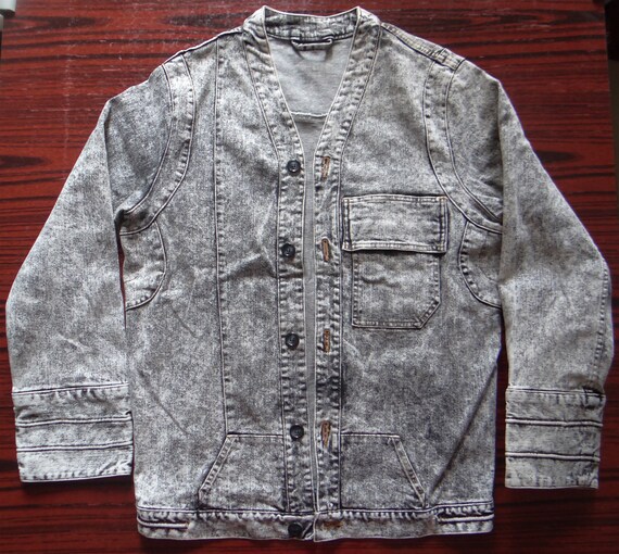 Buy Rare SHANTII Japan Stone Wash Denim Jacket Grey and White Tone 