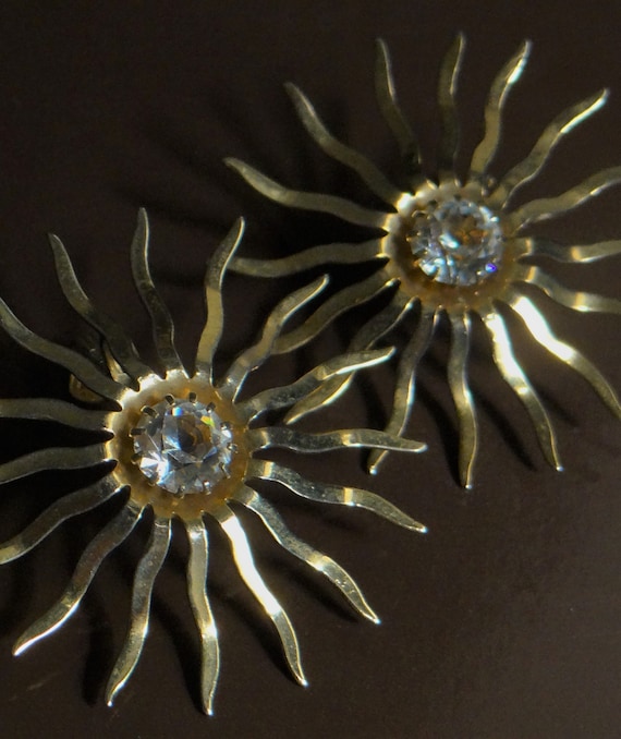 Vtg CORO Sunflower Daisy Flowey Clip-on Earrings B