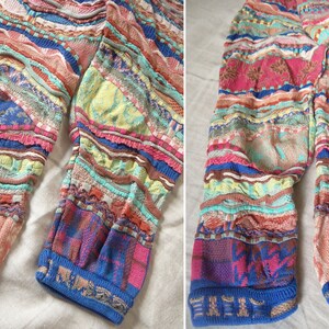 Rare Coogi Human Face Horse Flower Animal Vaporwave Pattern Multicolor Pastel Neon 3D knit Jumper Sweater Cardigan Jacket 90s 1990s Vintage image 9