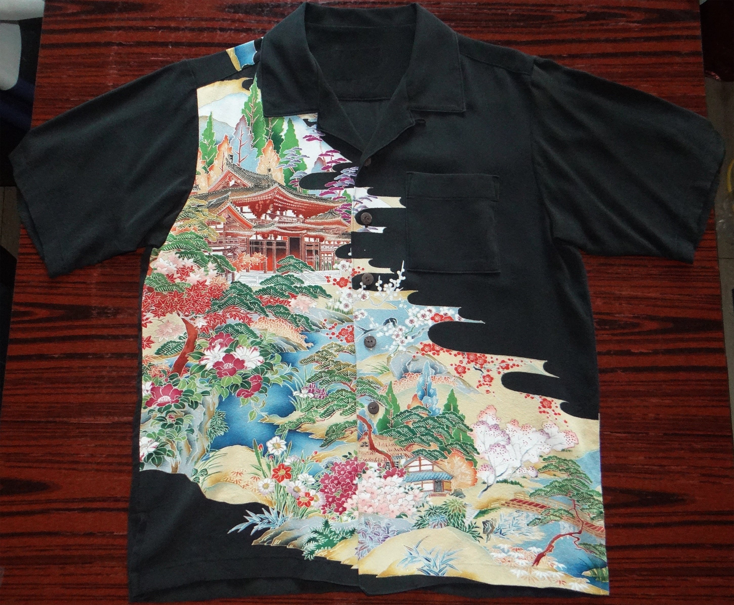 Japanese Hand Painted Kimono Remake Silk Landscape Traditional Art 