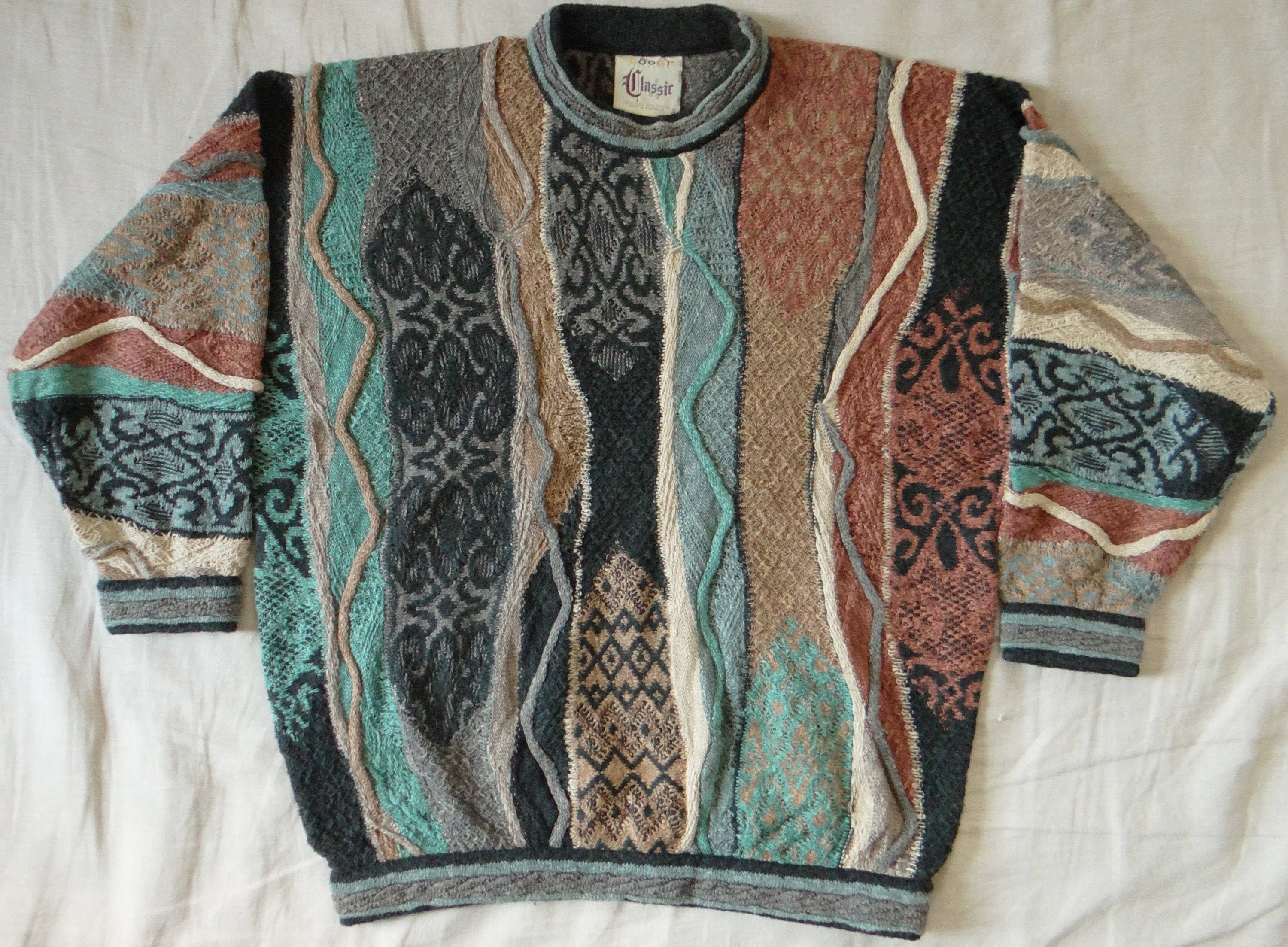 Coogi Classic Rococo Vaporwave Pattern Multicolor Sweater Knit - Etsy