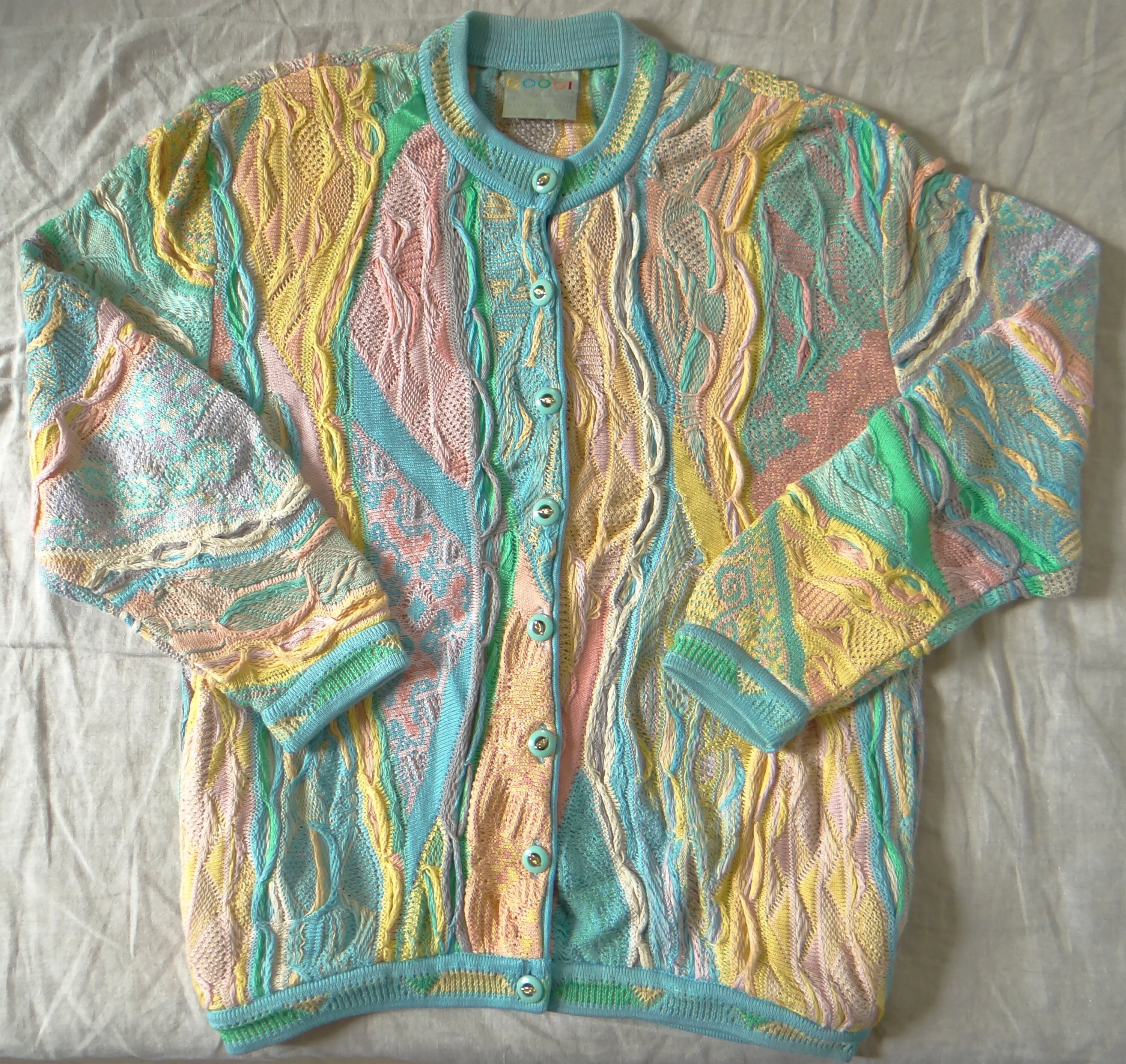 Coogi Pastel Multicolor Sweater Cardigan Vaporwave Geometric Coogi Pastel Multicolor Sweater Cardigan Vaporwave Geometric