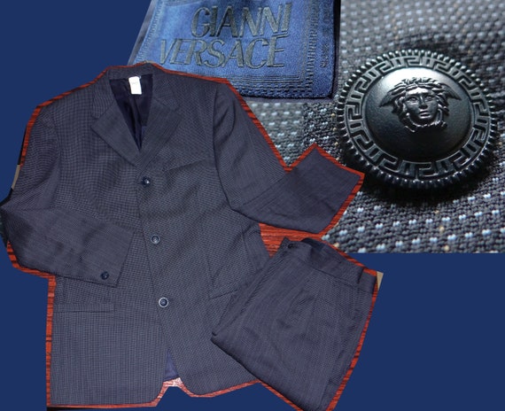 90s Gianni Versace Two Piece Wool Blazer Trousers… - image 1