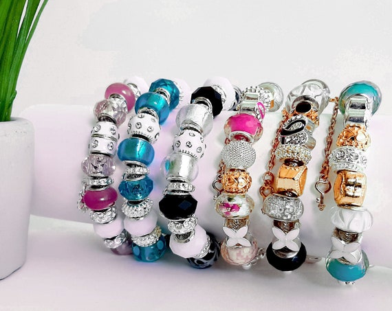 Charm bracelet | Casual bracelet | Swarovski Crystals bracelet for women | Silver | Expandable | Beads |
