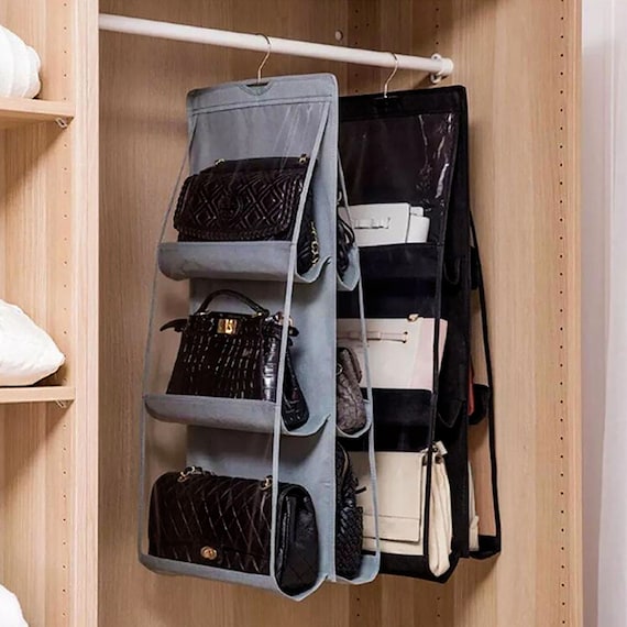 6 Pocket Hanging Handbag Organizer Closet | Bag Door Wall Clear | Purse with Hanging Pouch | Handbag storage | closet organizer | Wardrobe
