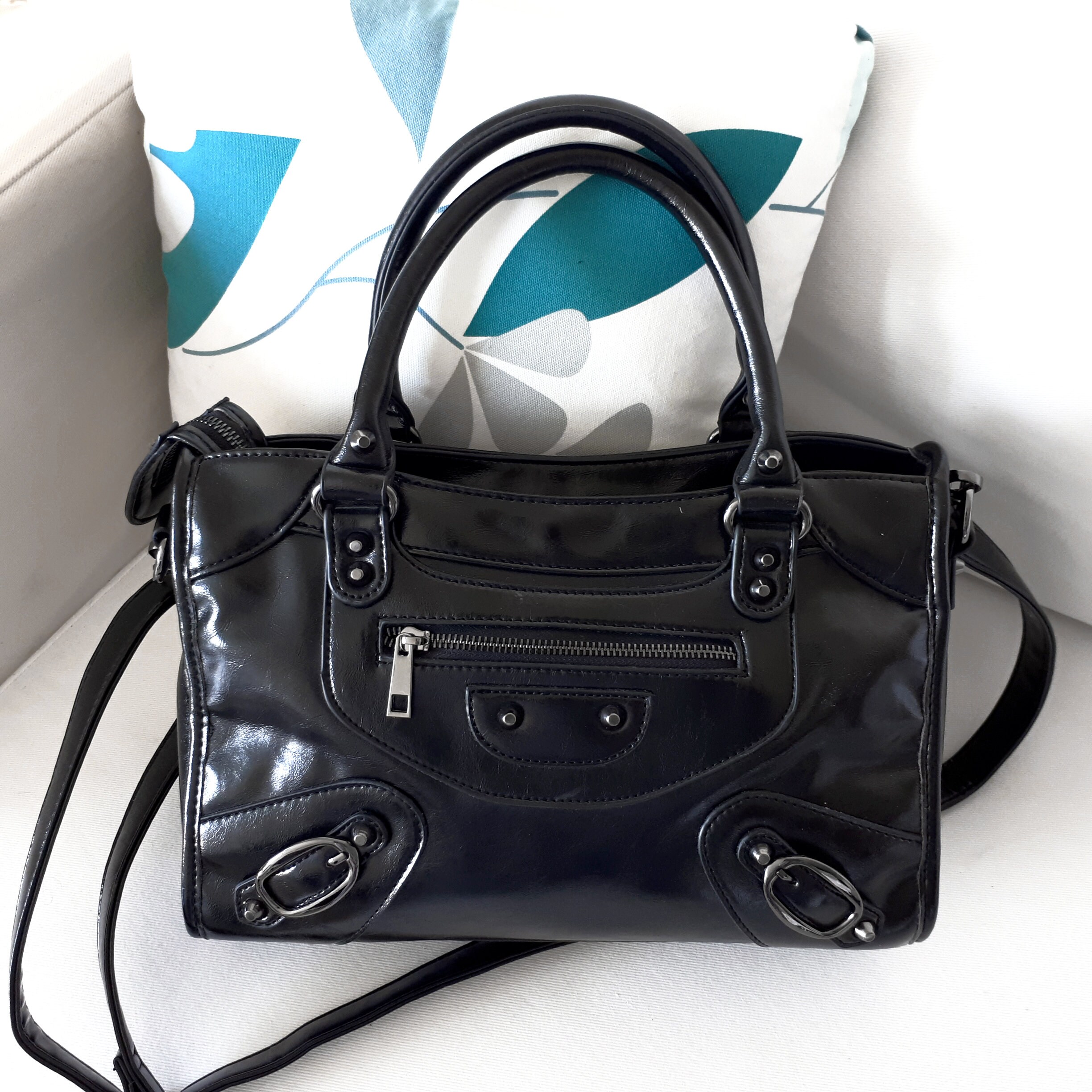 black satchel crossbody bag
