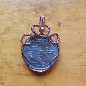 Australian coin, platypus coin, coin wire wrap, coin necklace, platypus necklace, copper coin necklace