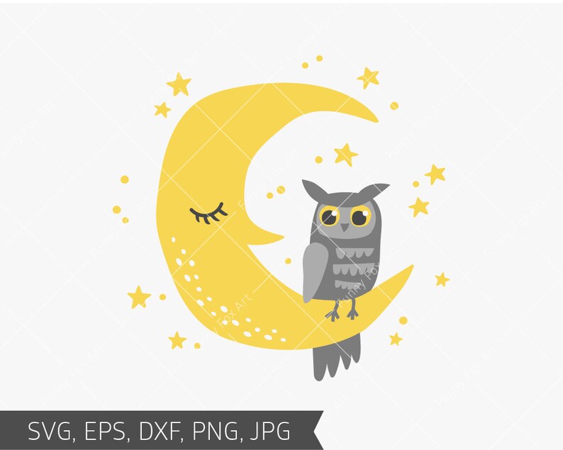 Download Cute Baby owl svg file for cricut Baby svg Moon svg Star ...