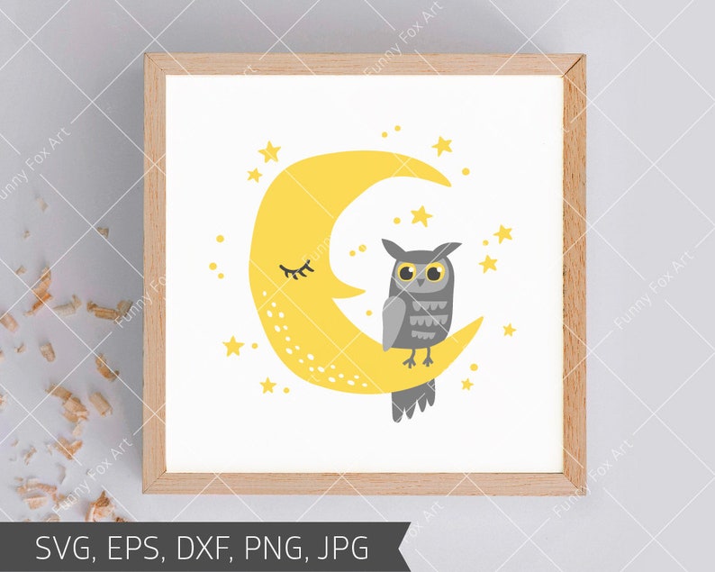 Download Cute Baby owl svg file for cricut Baby svg Moon svg Star ...