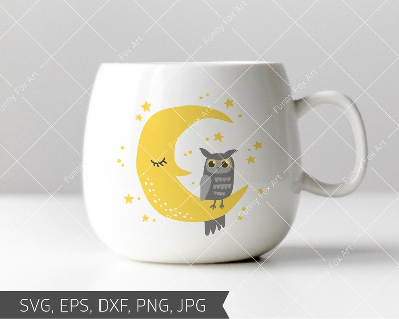 Download Cute Baby owl svg file for cricut Baby svg Moon svg Star ...