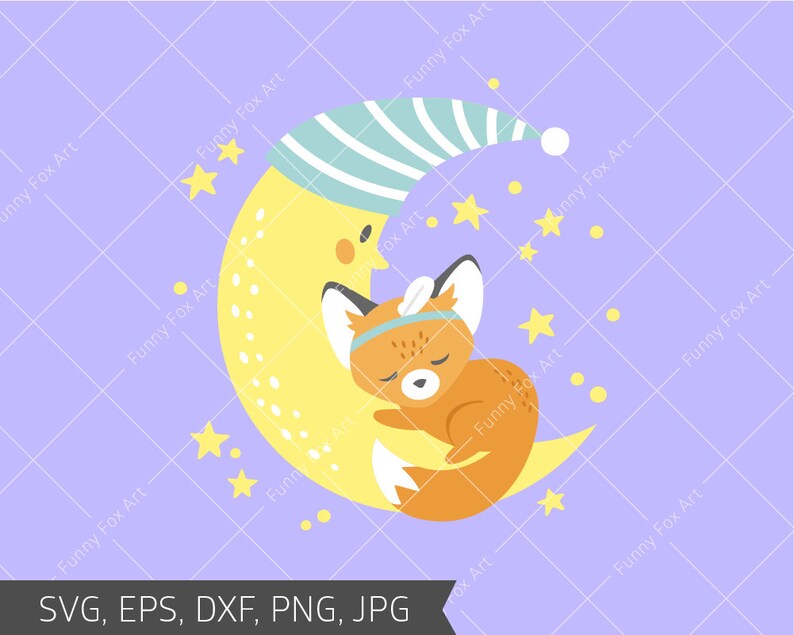 Download Cute Fox svg file for cricut Baby svg Moon svg Star svg | Etsy