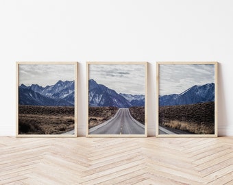 Digital Download - 3 Panel Sierra Nevada Mountain Range & Highway Outside of Mammoth Lakes, California Triptych - 3 12x15 files