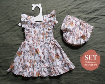 Baby dress and bloomers set pdf sewing pattern