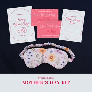 Mothers Day Gift Kit with card, menu and eye mask pattern and tutorial