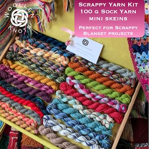 SOCK YARN KIT -  Scrappy yarn kit - Scrappy Blanket Kit - Craft kit - Knit Blanket - Crochet Blanket - Mini Skeins